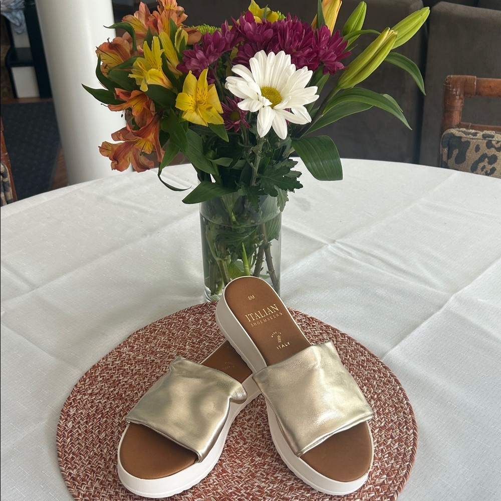 Italian Shoemakers Metallic Slide Sandals